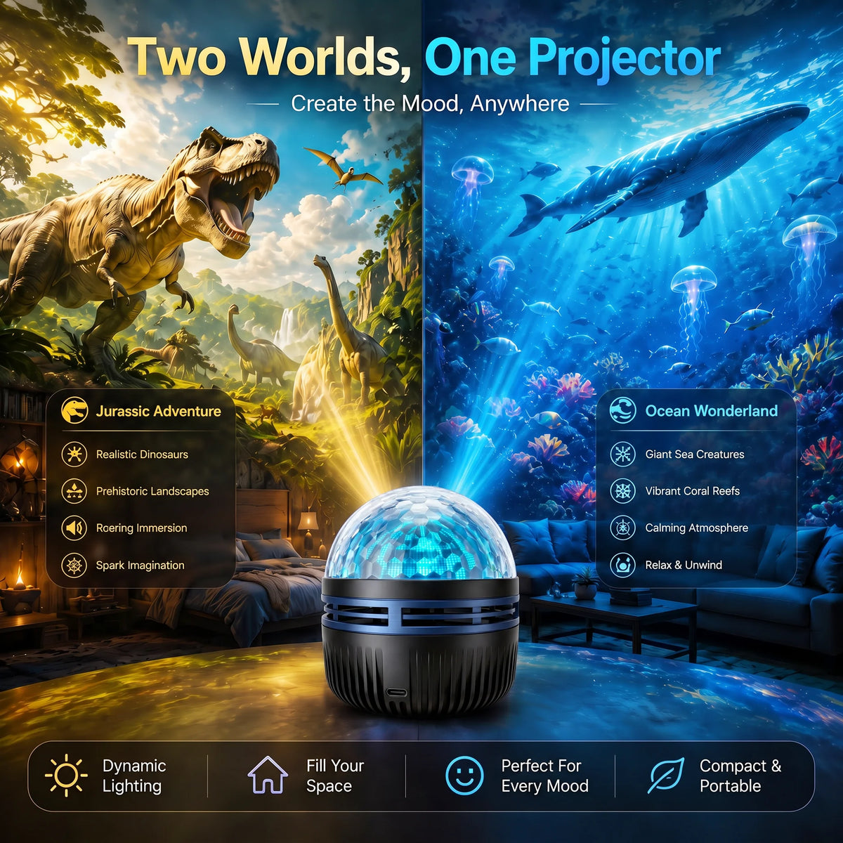 Galaxy Projector Night Light Dynamic Effects 360° Gooseneck