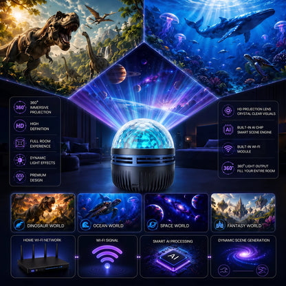Galaxy Projector Night Light Dynamic Effects 360° Gooseneck