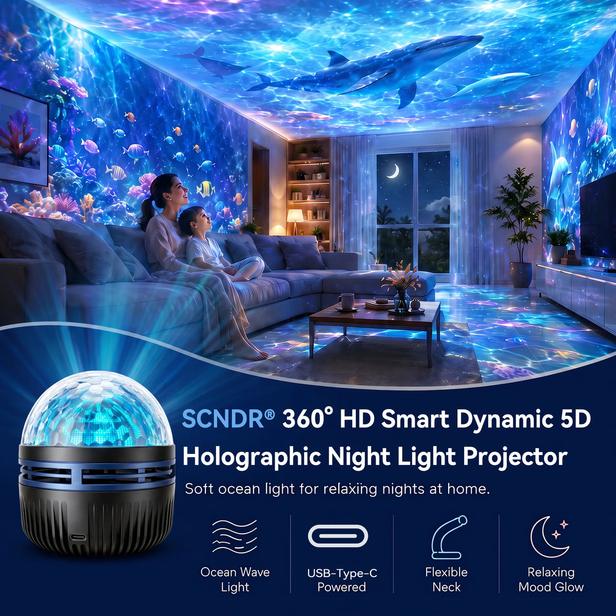 Galaxy Projector Night Light Dynamic Effects 360° Gooseneck