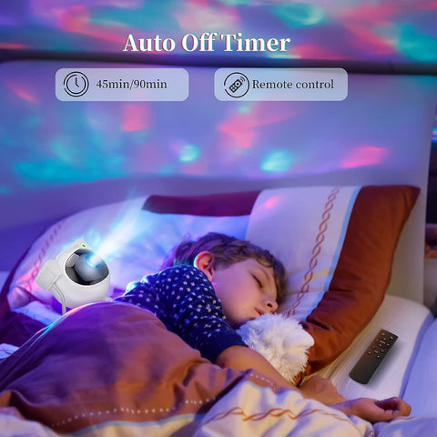 Galaxy Projector Rotating Astronaut Head Remote & USB Rechargeable
