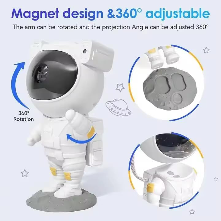 Galaxy Projector Rotating Astronaut Head Remote & USB Rechargeable