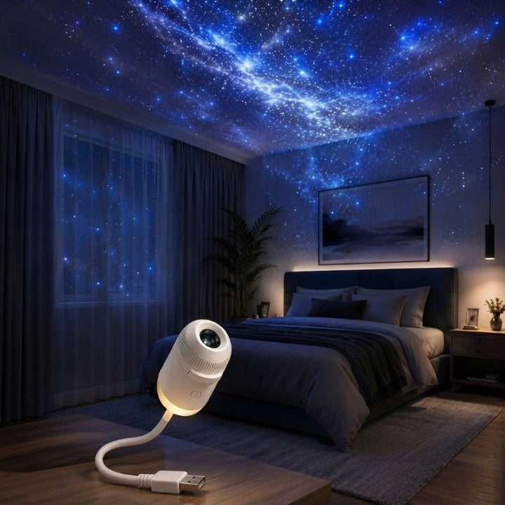Galaxy Projector Starry Projection & Warm Night Light USB-Powered