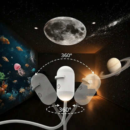 Galaxy Projector Starry Projection & Warm Night Light USB-Powered