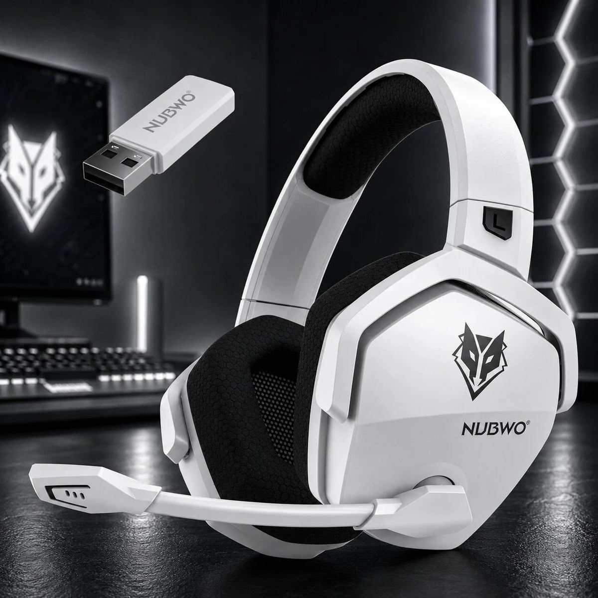 Gaming Headset Active Noise Cancellation Dual Wireless 100-Hour Battery