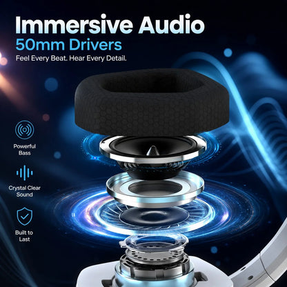 Gaming Headset Active Noise Cancellation Dual Wireless 100-Hour Battery