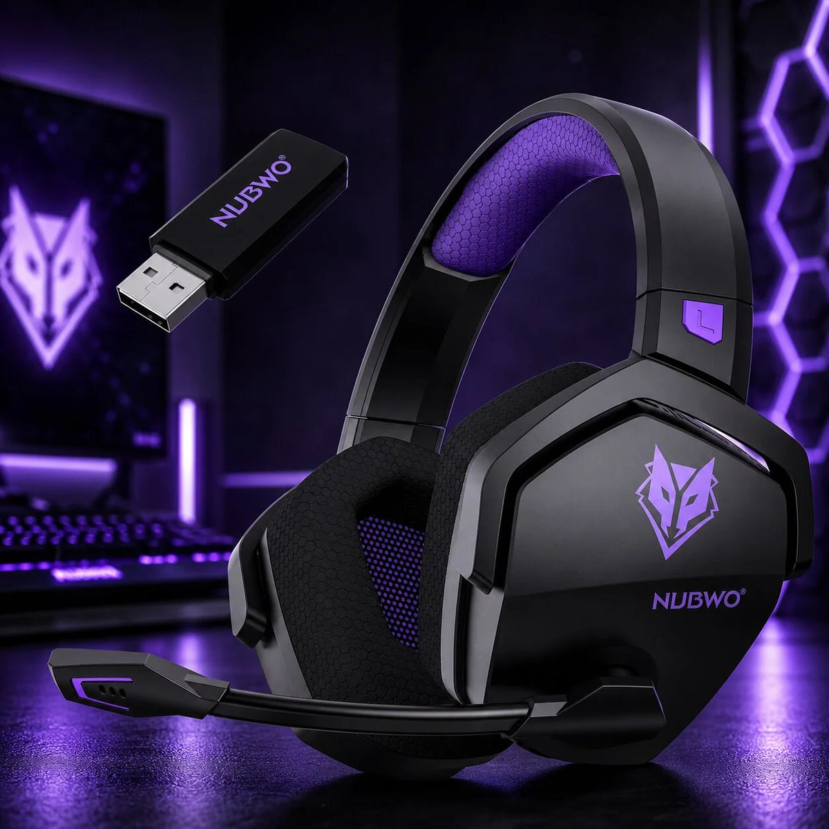 Gaming Headset Active Noise Cancellation Dual Wireless 100-Hour Battery