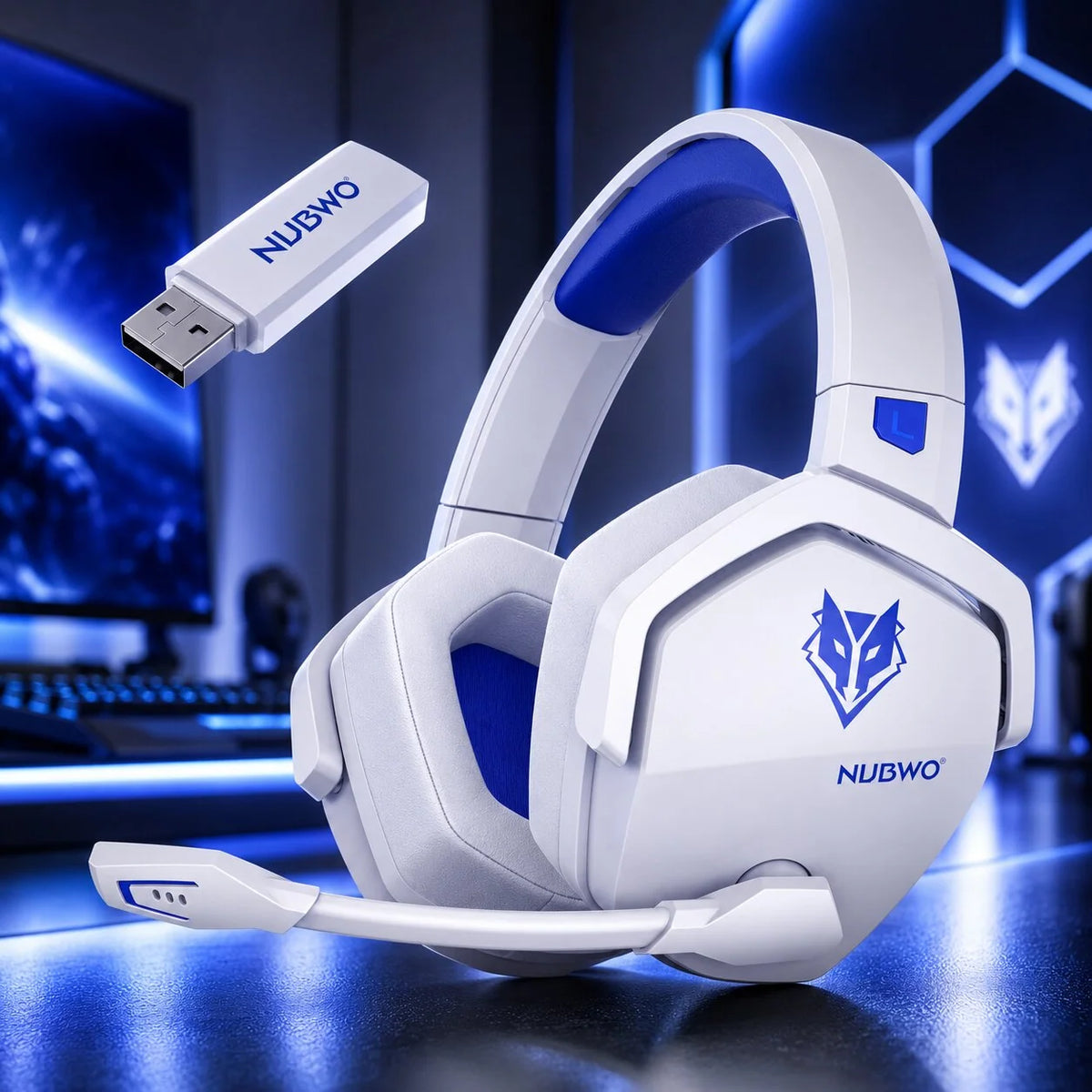 Gaming Headset Active Noise Cancellation Dual Wireless 100-Hour Battery