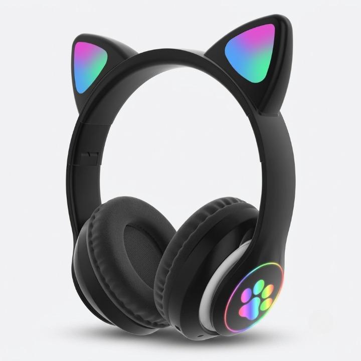 Gaming Headset Cat Ear LED Foldable 360-Degree Rotatable Mic