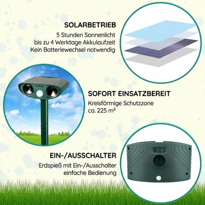 Garden Animal Repellent Ultrasonic Motion-Activated Solar-Powered