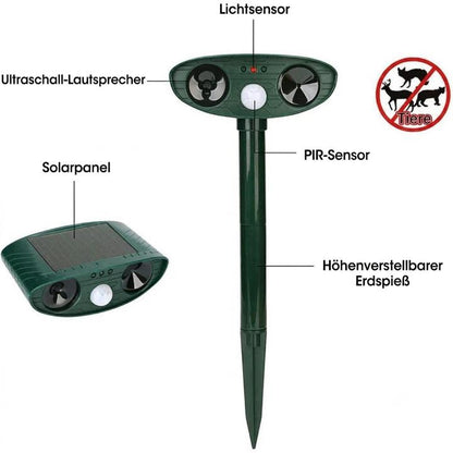 Garden Animal Repellent Ultrasonic Motion-Activated Solar-Powered