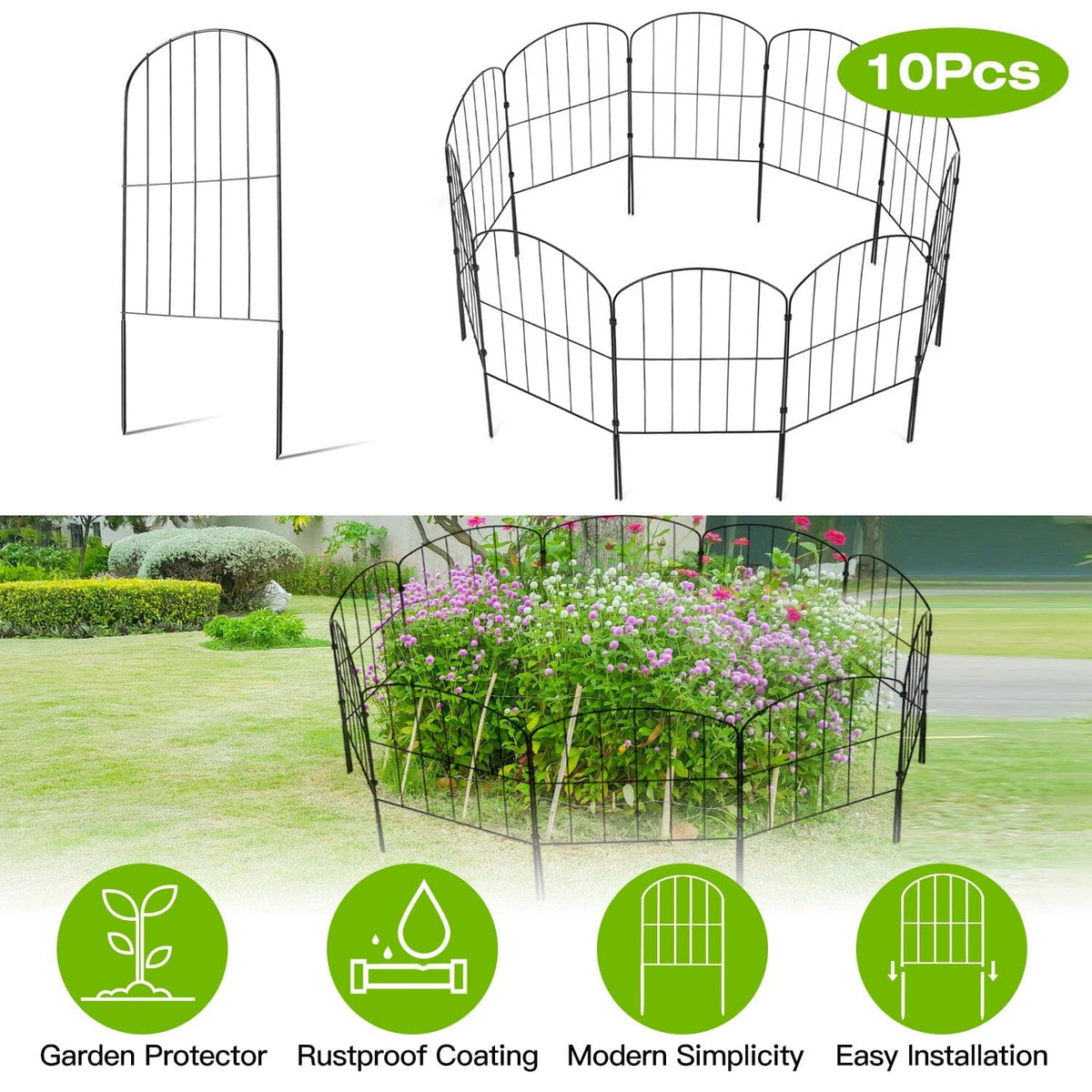 Garden Border Fence Flexible Stainless Steel Powder Coated