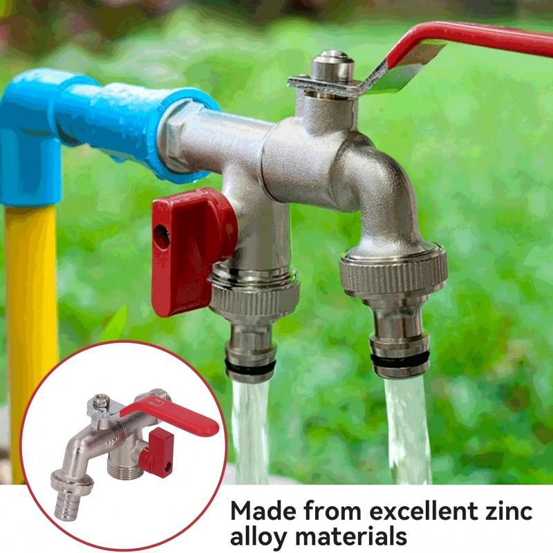 Garden Faucet Dual Independent Outlets Stainless Steel Quick-Connect