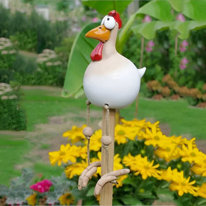 Garden Figure Weatherproof Resin & Movable Wooden Legs