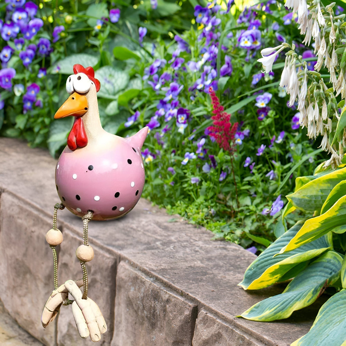 Garden Figure Weatherproof Resin & Movable Wooden Legs