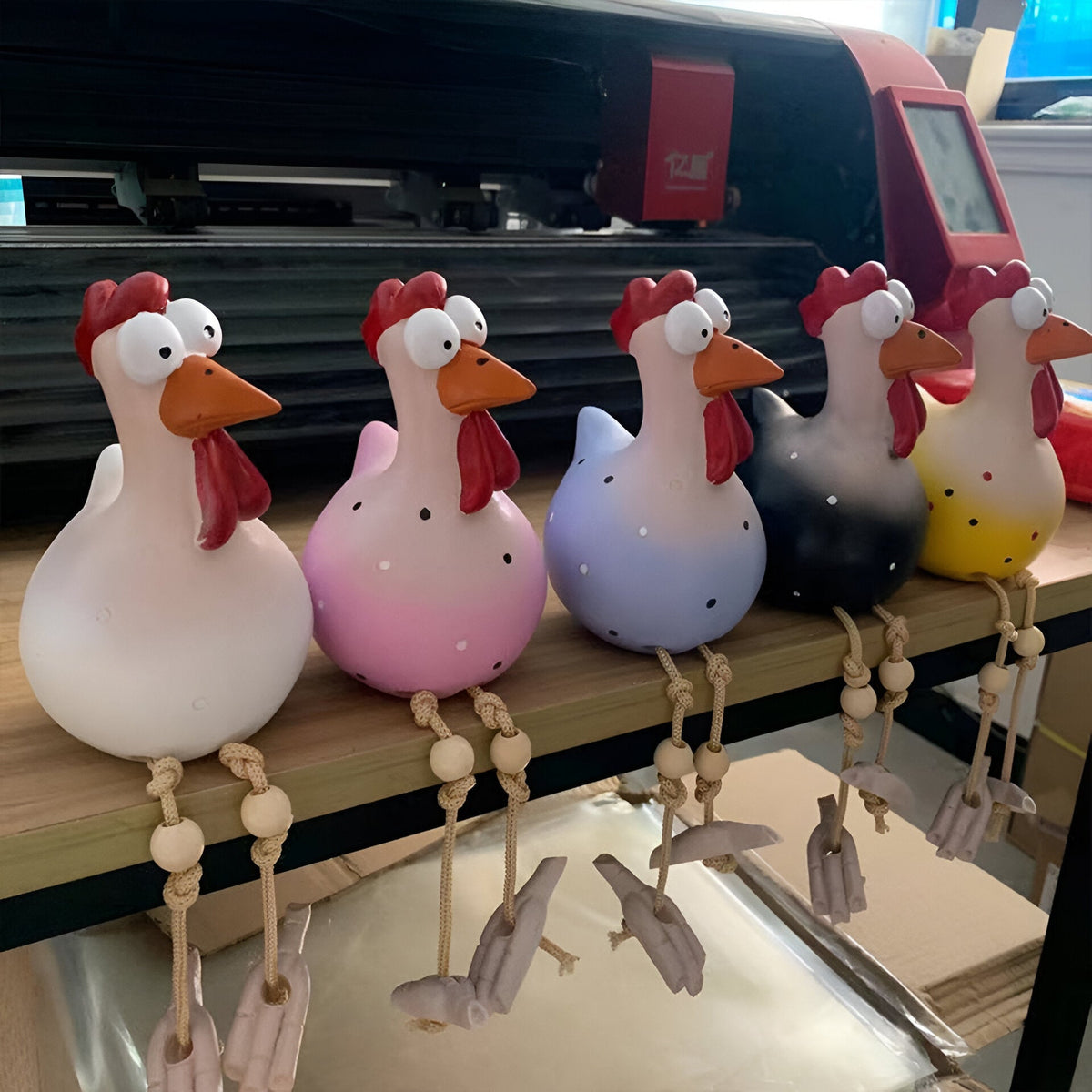Garden Figure Weatherproof Resin & Movable Wooden Legs