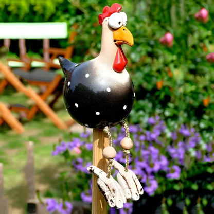 Garden Figure Weatherproof Resin & Movable Wooden Legs