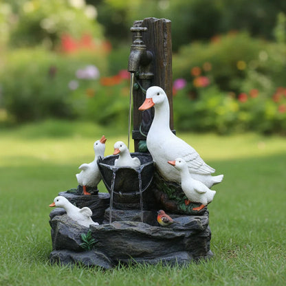 Garden Figurine Set Duck & Squirrel Weather-Resistant Resin