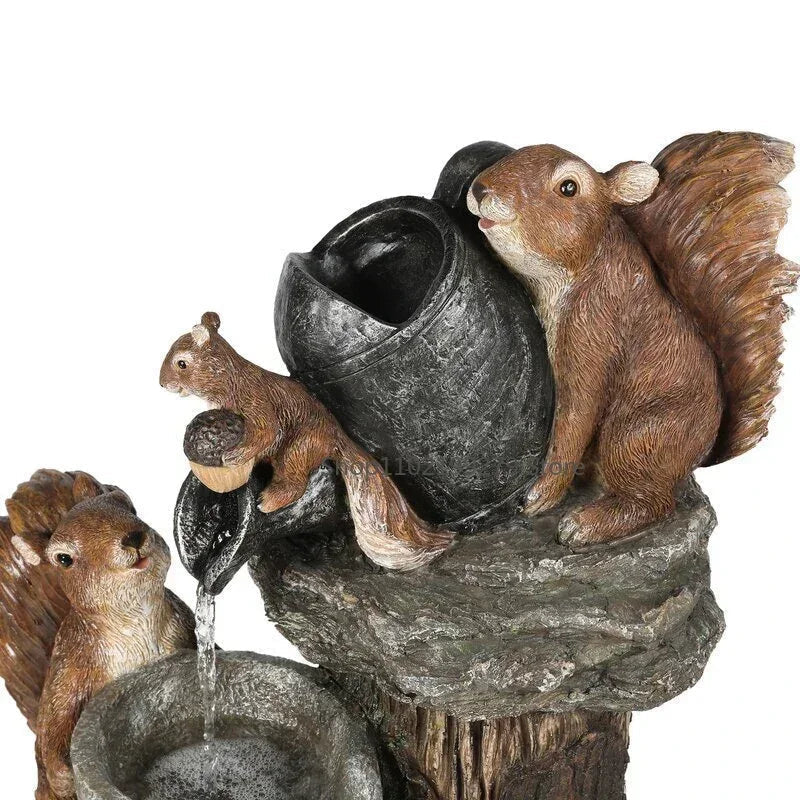 Garden Figurine Set Duck & Squirrel Weather-Resistant Resin