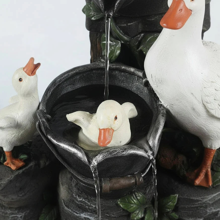 Garden Figurine Set Duck & Squirrel Weather-Resistant Resin