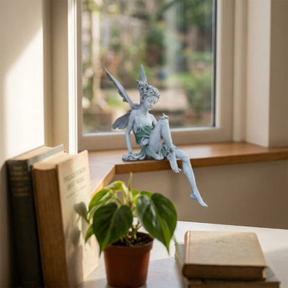 Garden Figurine Sitting Fairy Weather-Resistant Resin