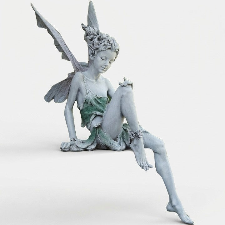 Garden Figurine Sitting Fairy Weather-Resistant Resin