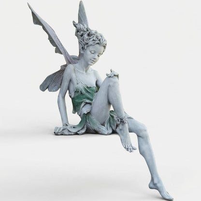 Garden Figurine Sitting Fairy Weather-Resistant Resin