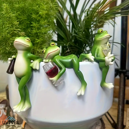 Garden Frog Figurine Hand-Painted Weather-Resistant Resin