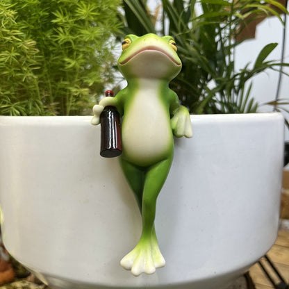 Garden Frog Figurine Hand-Painted Weather-Resistant Resin