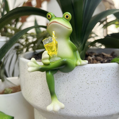 Garden Frog Figurine Hand-Painted Weather-Resistant Resin