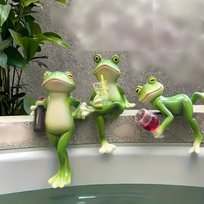 Garden Frog Figurine Hand-Painted Weather-Resistant Resin