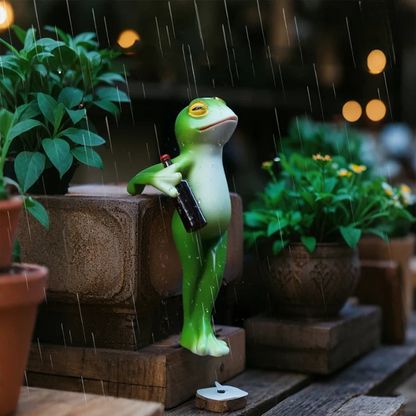 Garden Frog Figurine Hand-Painted Weather-Resistant Resin