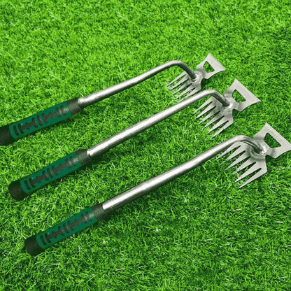 Garden Hand Rake Steel Tines Ergonomic Non-Slip Handle