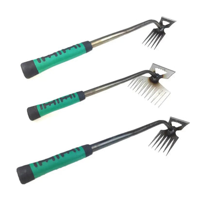 Garden Hand Rake Steel Tines Ergonomic Non-Slip Handle