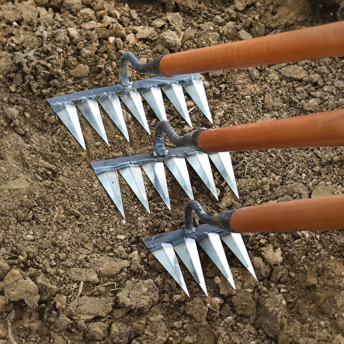 Garden Hoe Carbon Steel Tines Wooden Handle