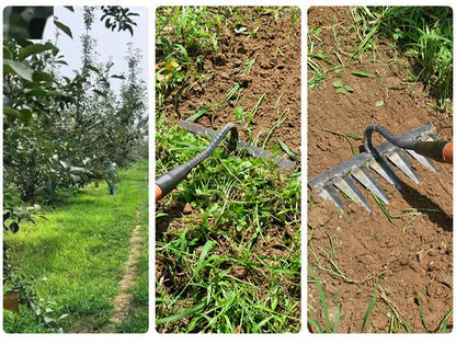 Garden Hoe Carbon Steel Tines Wooden Handle