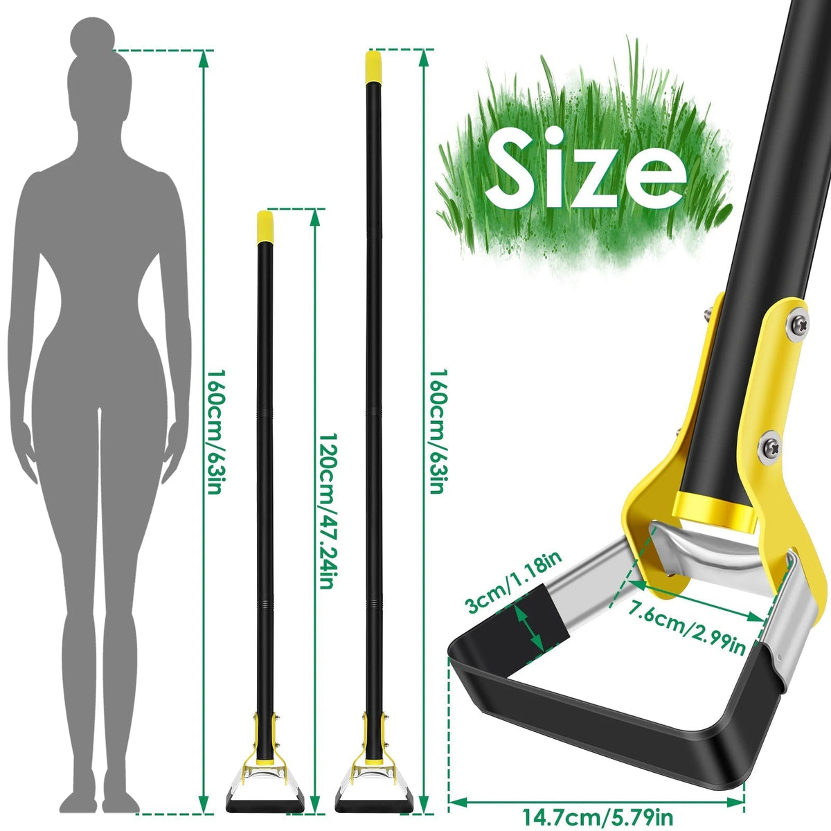Garden Hoe Ergonomic Long Handle Stainless Steel Blade