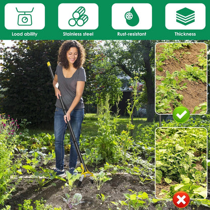 Garden Hoe Ergonomic Long Handle Stainless Steel Blade