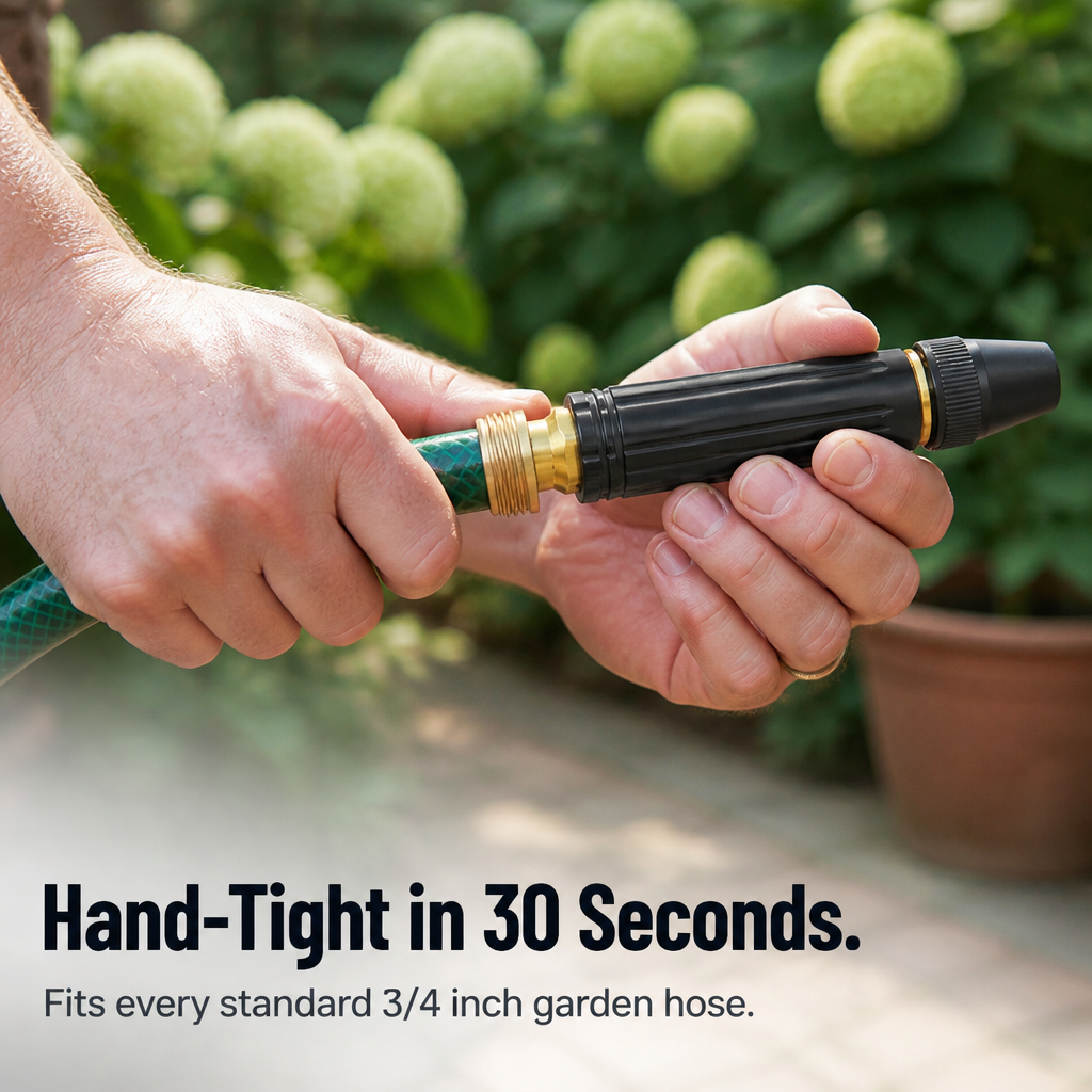 Garden Hose Nozzle Brass Connector High-Pressure Jet & Mist