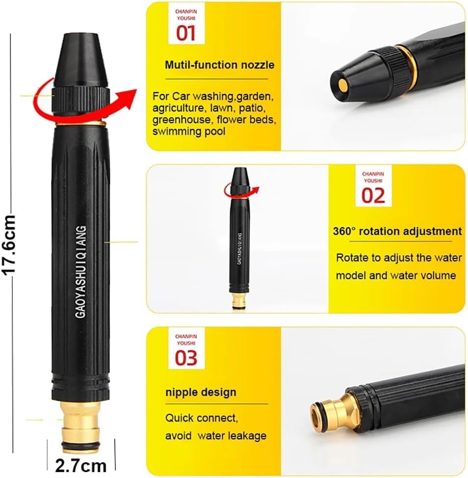 Garden Hose Nozzle High Pressure Dual Jet & Fan