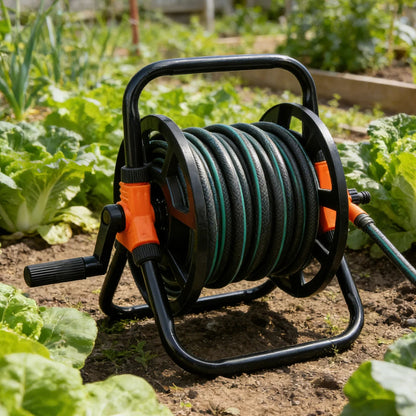 Garden Hose Reel Freestanding Crank Handle & Hose Guide
