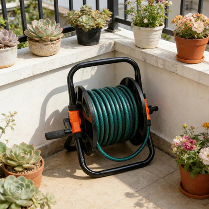 Garden Hose Reel Freestanding Crank Handle & Hose Guide