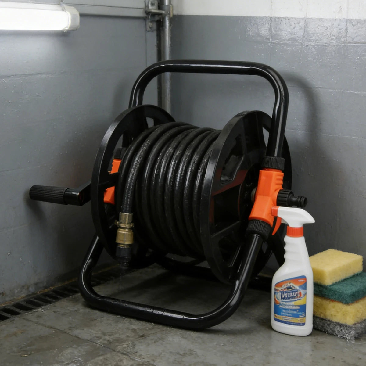 Garden Hose Reel Freestanding Crank Handle & Hose Guide