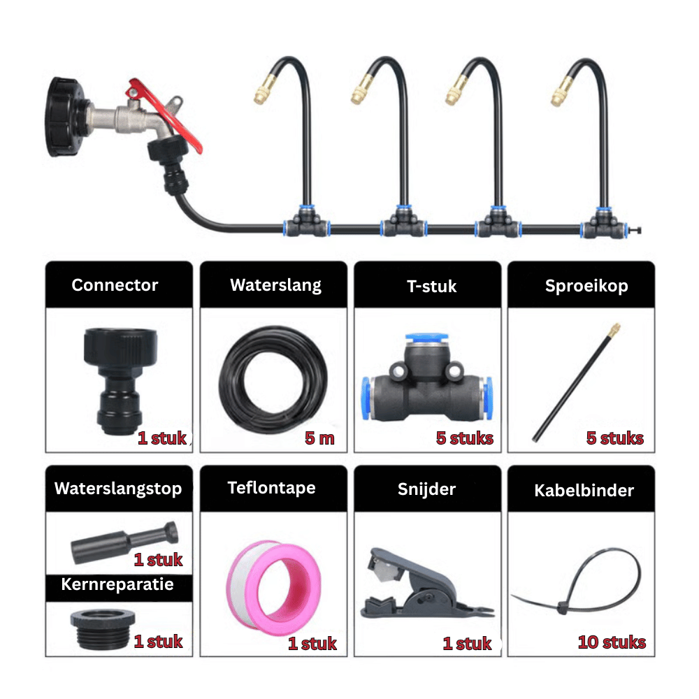 Garden Irrigation System 360° Spray & Quick Couplers