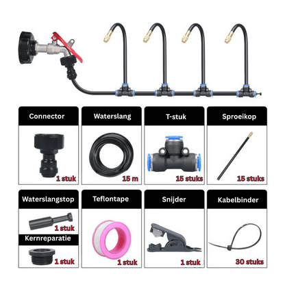 Garden Irrigation System 360° Spray & Quick Couplers