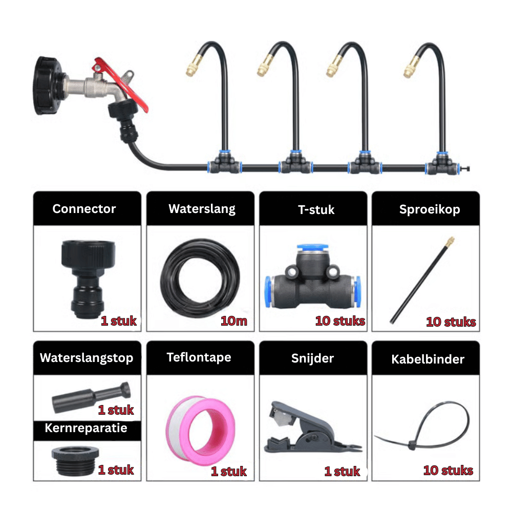 Garden Irrigation System 360° Spray & Quick Couplers