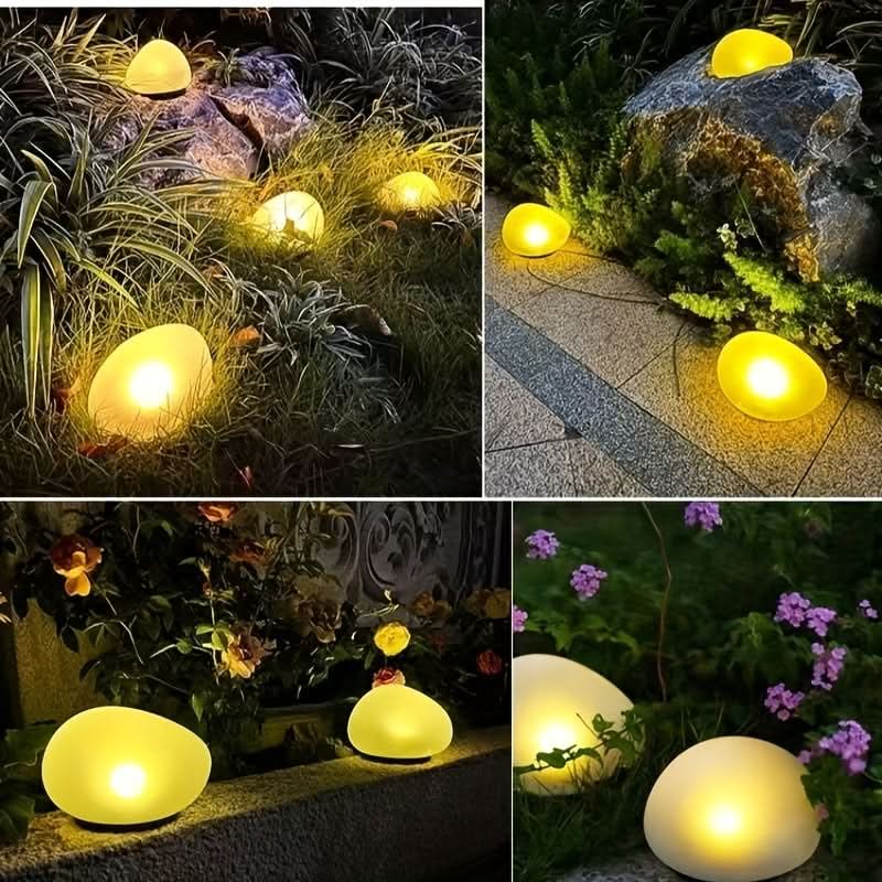 Garden Lamp Solar-Powered LED Stone-Look Finish