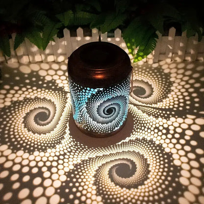 Garden Lantern Pierced Metal Weatherproof Swirl Pattern