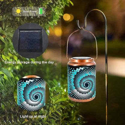 Garden Lantern Pierced Metal Weatherproof Swirl Pattern