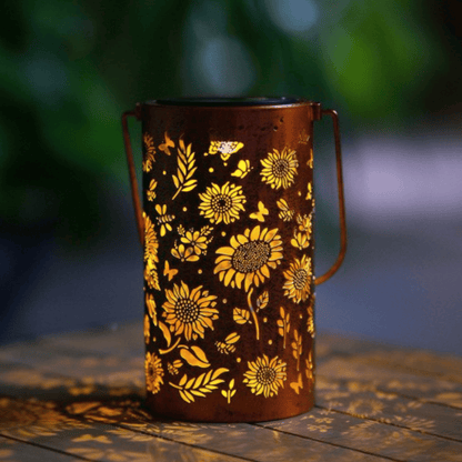 Garden Lantern Solar-Powered Sunflower & Butterfly Pattern Weatherproof