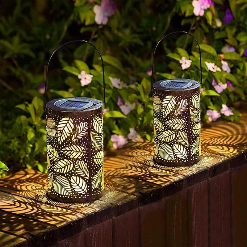 Garden Lantern Solar-Powered Sunflower & Butterfly Pattern Weatherproof